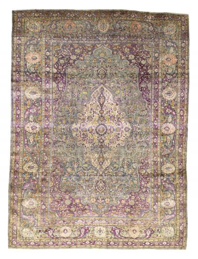 Fine Antique Persian Silk on Silk Mohtasham Kashan Rug 7 5 x 10 0 