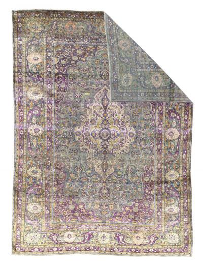 Fine Antique Persian Silk on Silk Mohtasham Kashan Rug 7 5 x 10 0 