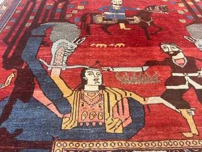 Fine Antique Shirvan unusual pictorial design Rug 4 11 x 5 7 