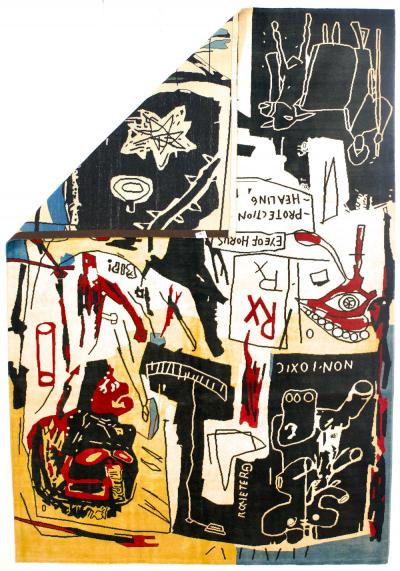 Fine French Wool Rug After Basquiat 6 8 x 9 8 
