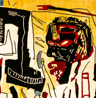 Fine French Wool Rug After Basquiat 6 8 x 9 8 
