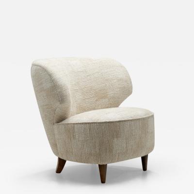 Finnish Mid Century Modern Upholstered Lounge Chair Finland ca 1950s
