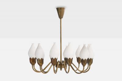 Fog Morup Chandelier with Brass and Glass Denmark 1950s
