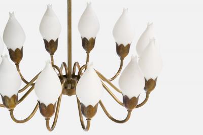 Fog Morup Chandelier with Brass and Glass Denmark 1950s