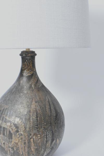 Foliage pattern painted glass lamp 1960s 