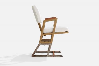 Frank Lloyd Wright Armchairs with Metal Wood and Fabric USA 1955