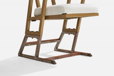 Frank Lloyd Wright Armchairs with Metal Wood and Fabric USA 1955