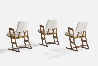 Frank Lloyd Wright Armchairs with Metal Wood and Fabric USA 1955