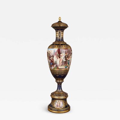 Franz D rfl A large ornamental Viennese gilt porcelain vase depicting Charles V