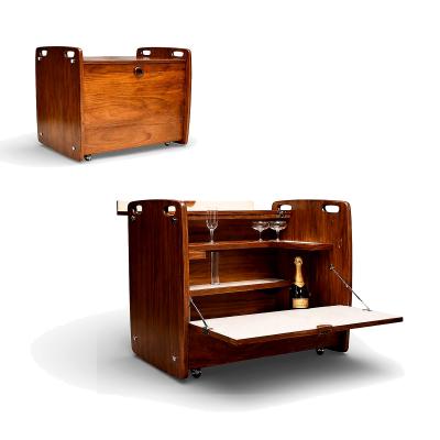 Freij Wood Bar Cart with Chrome Wheels by Sergio Rodrigues Brazil 1960s