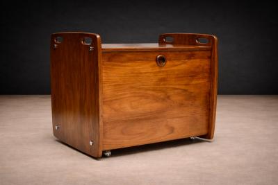 Freij Wood Bar Cart with Chrome Wheels by Sergio Rodrigues Brazil 1960s