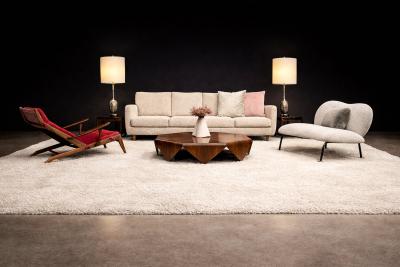 Freijo Moveis Organic Form Loveseat in Iron Boucle by Freijo Moveis 1950s Lot 671B