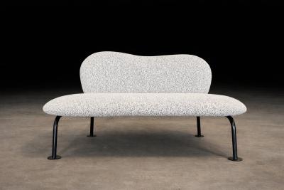 Freijo Moveis Organic Form Loveseat in Iron Boucle by Freijo Moveis 1950s Lot 671B