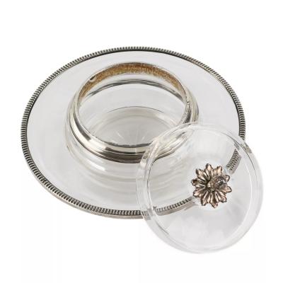 French Crystal And Silver Butter Dish On A Stand Neoclassicism