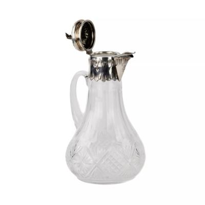 French Crystal Pitcher With Silver Mount France 