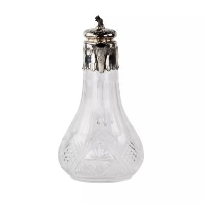 French Crystal Pitcher With Silver Mount France 