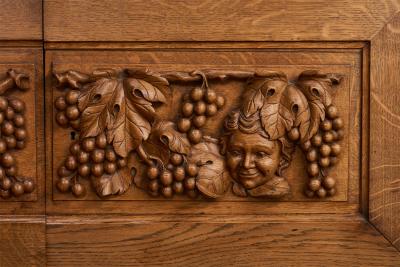 French Designer Cabinet with Oak and Marble France 1940s