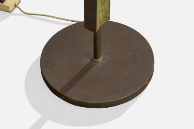 French Designer Floor Lamp with Brass and Parchment France 1950s