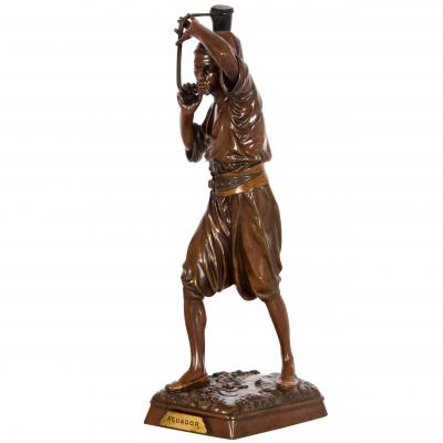 French Orientalist Sculpture Aguador Louis Hiolin
