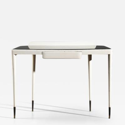 Gastone Rinaldi Gio Ponti Very elegant console table in white lacquered wood with opaline glass top