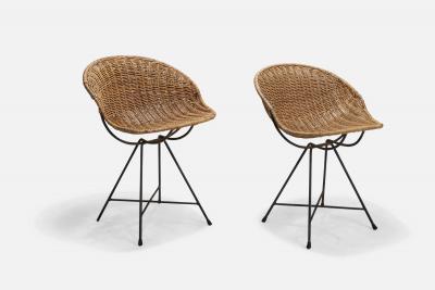 Gastone Rinaldi Stools with Rattan and Lacquered Metal for RIMA Italy 1950s