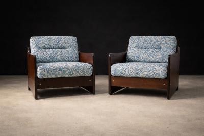 Geraldo de Barros Pair of Armchairs in Hardwood Upholstered Fabric by Geraldo de Barros Lot 73
