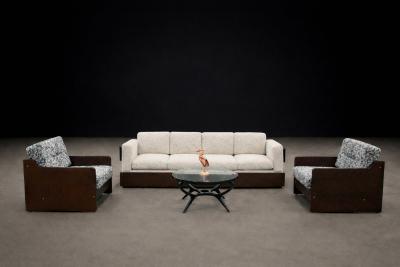 Geraldo de Barros Pair of Armchairs in Hardwood Upholstered Fabric by Geraldo de Barros Lot 73