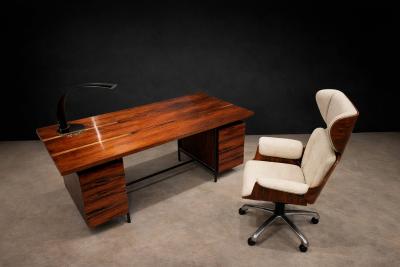 Geraldo de Barros Six Drawer Rosewood Iron Desk by Geraldo de Barros 1950s Lot 460A