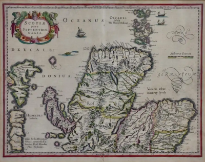 Gerard Mercator Northern Scotland 17th Century Hand colored Map by Mercator