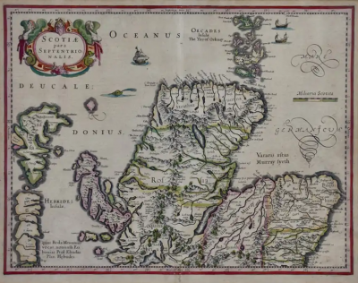Gerard Mercator Northern Scotland A 17th Century Hand colored Map by Mercator