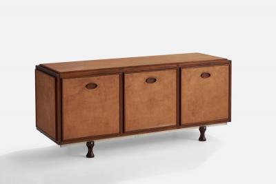 Gianfranco Frattini Unique Sideboard with Rosewood and Leather Italy 1950s