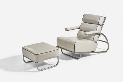 Gilbert Rodhe Lounge Chair with Chrome and Vinyl USA 1940s