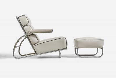 Gilbert Rodhe Lounge Chair with Chrome and Vinyl USA 1940s