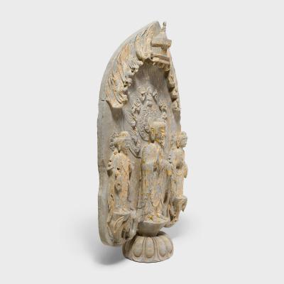 Gilt Limestone Stele of Maitreya Buddha