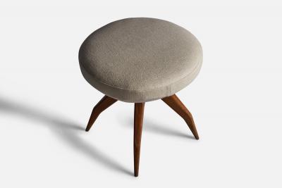Gio Ponti Attribution Stool with Walnut Fabric Italy 1950s