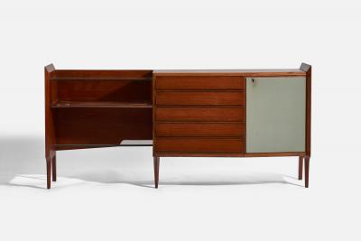 Gio Ponti Cabinet with Mahogany Glass Vinyl and Brass Italy