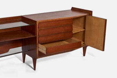 Gio Ponti Cabinet with Mahogany Glass Vinyl and Brass Italy