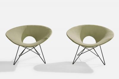 Giovanni Ferrabini Giovanni Ferrabini Attribution Lounge Chairs with Iron and Fabric Italy 1950s