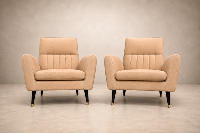 Giuseppe Scapinelli Armchairs in Hardwood Suede Brazil 1950s