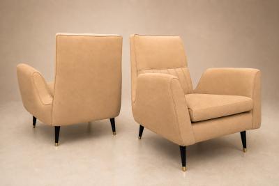 Giuseppe Scapinelli Armchairs in Hardwood Suede Brazil 1950s