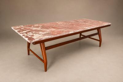 Giuseppe Scapinelli Caviuna Ros Portuguese Marble Coffee Table Brazil 1950s