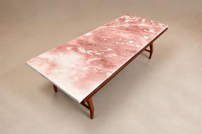 Giuseppe Scapinelli Caviuna Ros Portuguese Marble Coffee Table Brazil 1950s