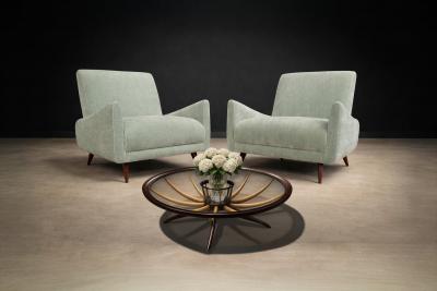 Giuseppe Scapinelli Coffee Table with Flower Vase in Two Woods Giuseppe Scapinelli Lot 729A