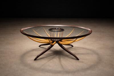 Giuseppe Scapinelli Coffee Table with Flower Vase in Two Woods Giuseppe Scapinelli Lot 729A