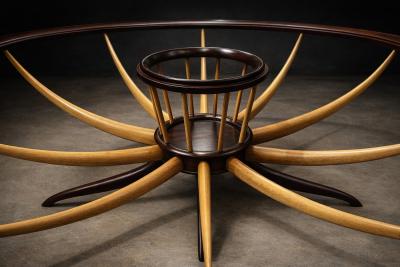 Giuseppe Scapinelli Coffee Table with Flower Vase in Two Woods Giuseppe Scapinelli Lot 729A