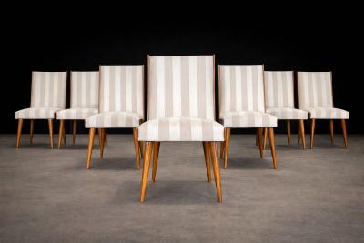 Giuseppe Scapinelli Eight Cavi na Fabric Dining Chairs by Giuseppe Scapinelli Brazil 1950s