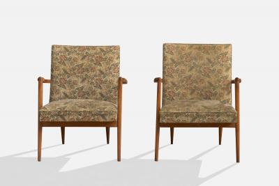 Giuseppe Scapinelli Lounge Chairs with Wood and Fabric Brazil 1950s