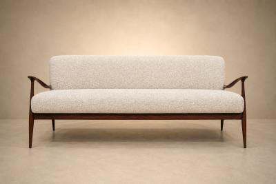 Giuseppe Scapinelli Rosewood Ivory Boucl Sofa by Giuseppe Scapinelli Brazil 1950s