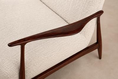 Giuseppe Scapinelli Rosewood Ivory Boucl Sofa by Giuseppe Scapinelli Brazil 1950s