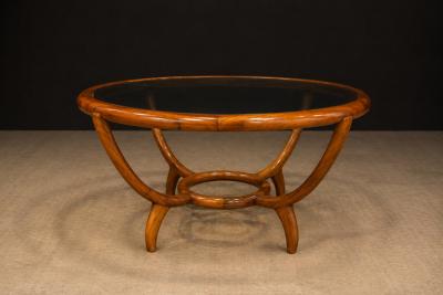Giuseppe Scapinelli Round Coffee Table in Caviuna Wood Glass by Giuseppe Scapinelli Lot 853A